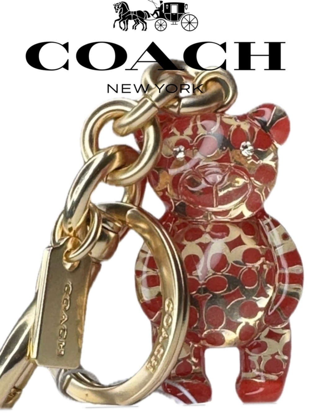 Coach Resin Gummy Bear Bag Charm Gold/Wine CK062 Keychain